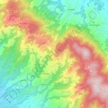 San Baronto topographic map, elevation, terrain