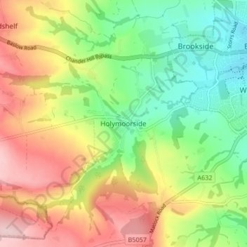 Holymoorside topographic map, elevation, terrain