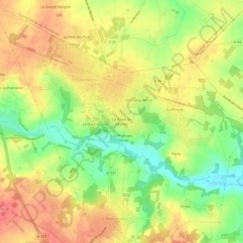 La Poste de Gesvres topographic map, elevation, terrain