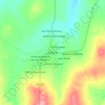 Itaporã topographic map, elevation, terrain