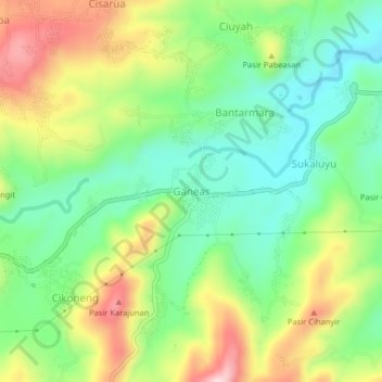 Ganeas topographic map, elevation, terrain