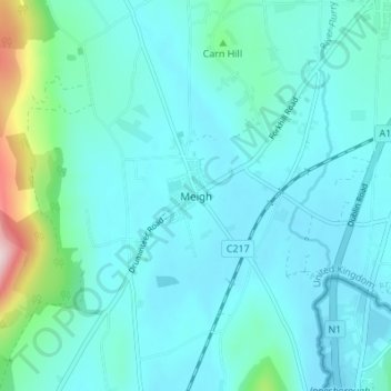 Meigh topographic map, elevation, terrain