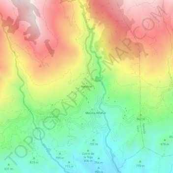 Nechite topographic map, elevation, terrain