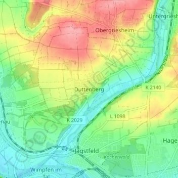 Duttenberg topographic map, elevation, terrain