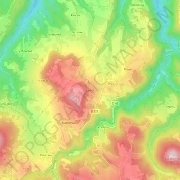 Gorse topographic map, elevation, terrain
