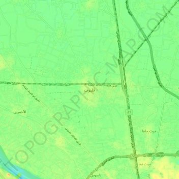 Qalyub topographic map, elevation, terrain