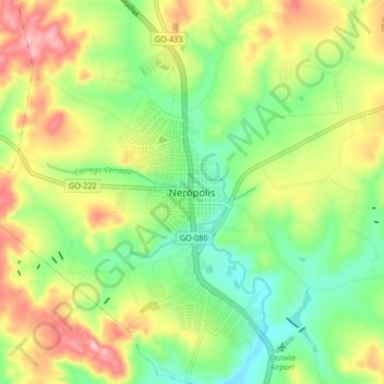 Nerópolis topographic map, elevation, terrain