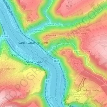 Katz Castle topographic map, elevation, terrain