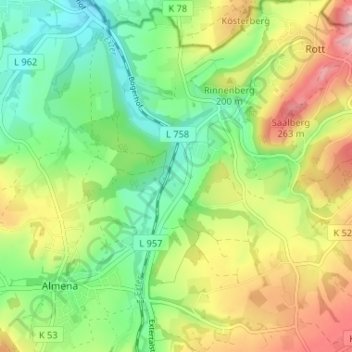 Rickbruch topographic map, elevation, terrain