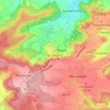 Virnsberg topographic map, elevation, terrain