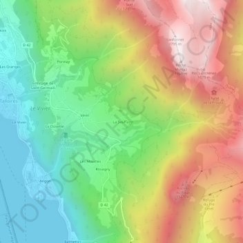 La Sauffaz topographic map, elevation, terrain