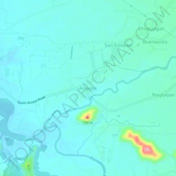 Angeles topographic map, elevation, terrain