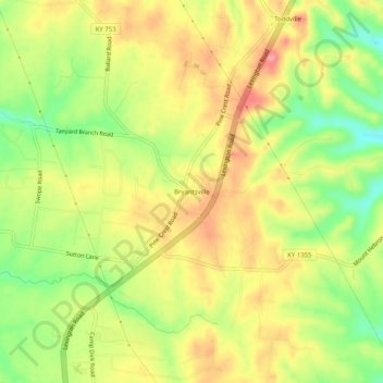 Bryantsville topographic map, elevation, terrain