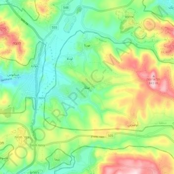 Beita topographic map, elevation, terrain
