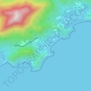 Praia do Félix topographic map, elevation, terrain