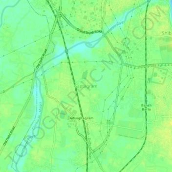 Saptagram topographic map, elevation, terrain