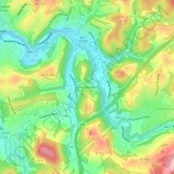 West Sabraton topographic map, elevation, terrain