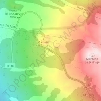 Mirador de Samara topographic map, elevation, terrain