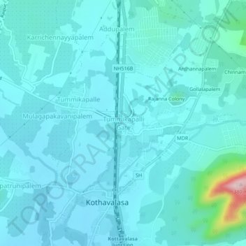 Tummikapalli Gate topographic map, elevation, terrain