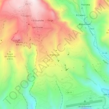 Antoncojo topographic map, elevation, terrain
