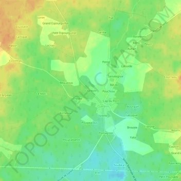 Lagraula topographic map, elevation, terrain