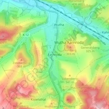 Farnroda topographic map, elevation, terrain