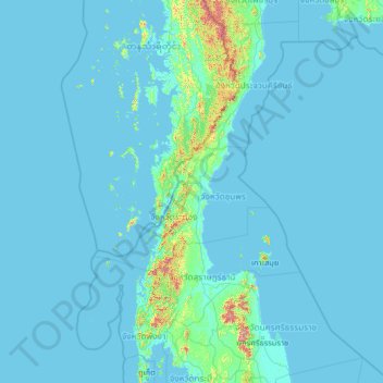 Chumphon Province topographic map, elevation, terrain