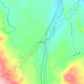 Chuscuyacu topographic map, elevation, terrain