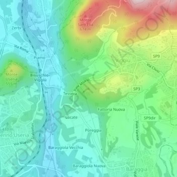 Monte Scere topographic map, elevation, terrain