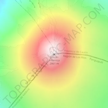 Volcán Villarrica topographic map, elevation, terrain