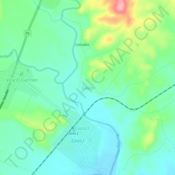 Caiza topographic map, elevation, terrain