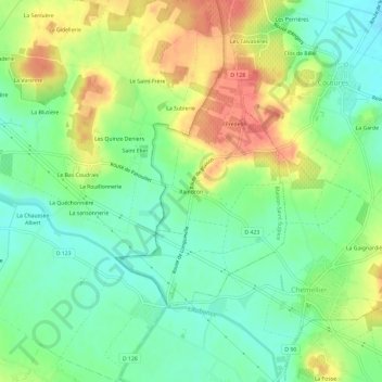Raindron topographic map, elevation, terrain