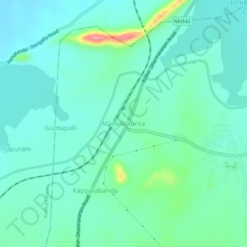 Mamillakunta topographic map, elevation, terrain