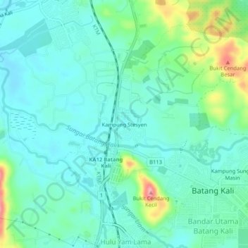 Kampung Stesyen topographic map, elevation, terrain