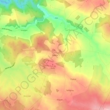 Rigalou topographic map, elevation, terrain