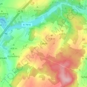 Zobes topographic map, elevation, terrain