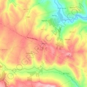 Cabeços topographic map, elevation, terrain