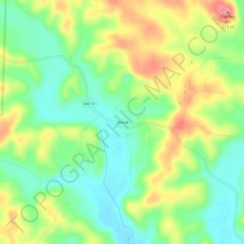 Shook topographic map, elevation, terrain