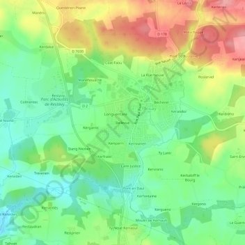 Bellevue topographic map, elevation, terrain
