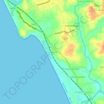 Pallikere topographic map, elevation, terrain