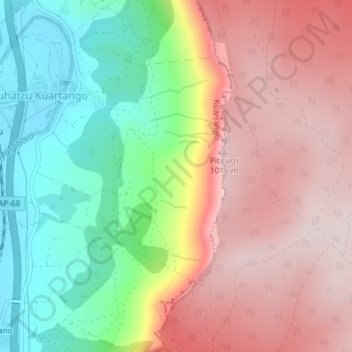 Unza topographic map, elevation, terrain