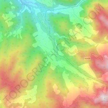 Lamjile topographic map, elevation, terrain