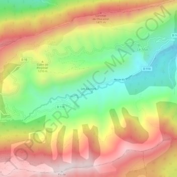 Les Sausses topographic map, elevation, terrain