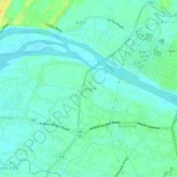 Tangid topographic map, elevation, terrain