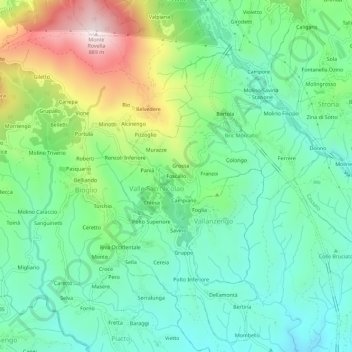 Foscallo topographic map, elevation, terrain