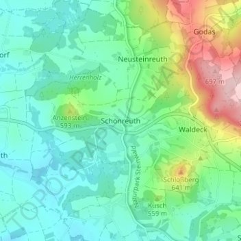 Schönreuth topographic map, elevation, terrain