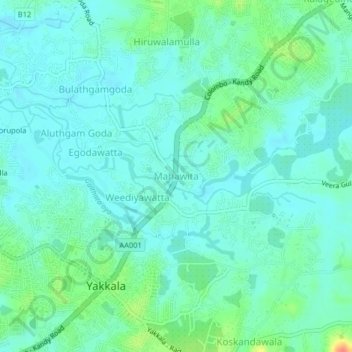 Mahawita topographic map, elevation, terrain