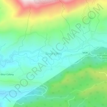 Bison Valley topographic map, elevation, terrain