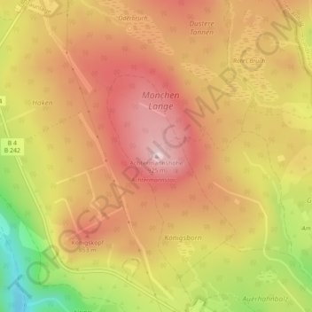 Achtermannshöhe topographic map, elevation, terrain