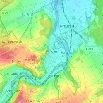 Winden topographic map, elevation, terrain